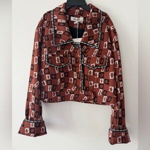 Diane Von Furstenberg Brown and Black Geometric Jacket